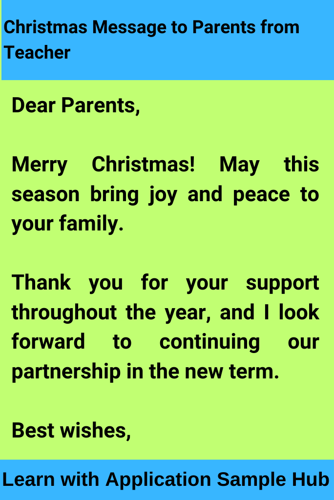 Christmas Message to Parents from Teacher