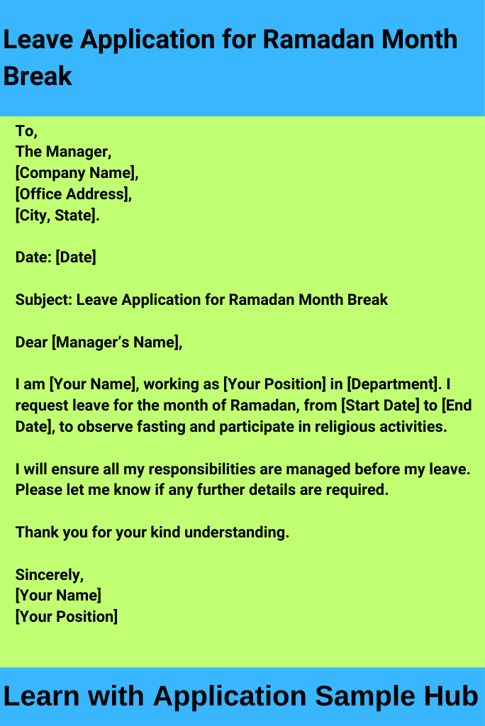 Leave Application for Ramadan Month Break