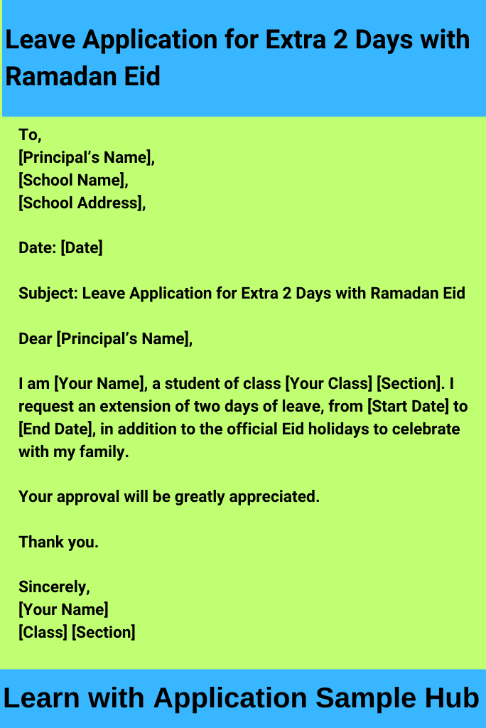 Leave Application for Extra 2 Days with Ramadan Eid