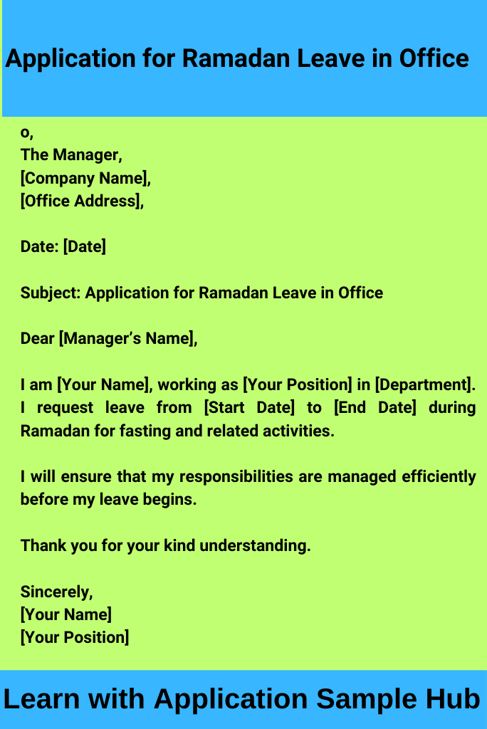 Application for Ramadan Leave in Office